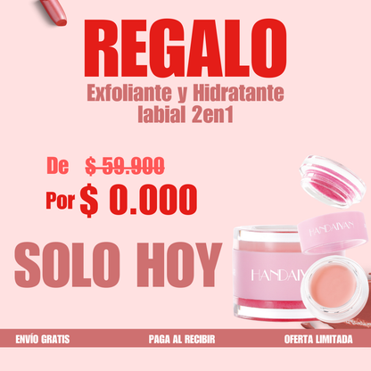 LABIALES A PRUEBA DE AGUA + Regalo: Exfoliante Hidratante Labios + Envío Gratis
