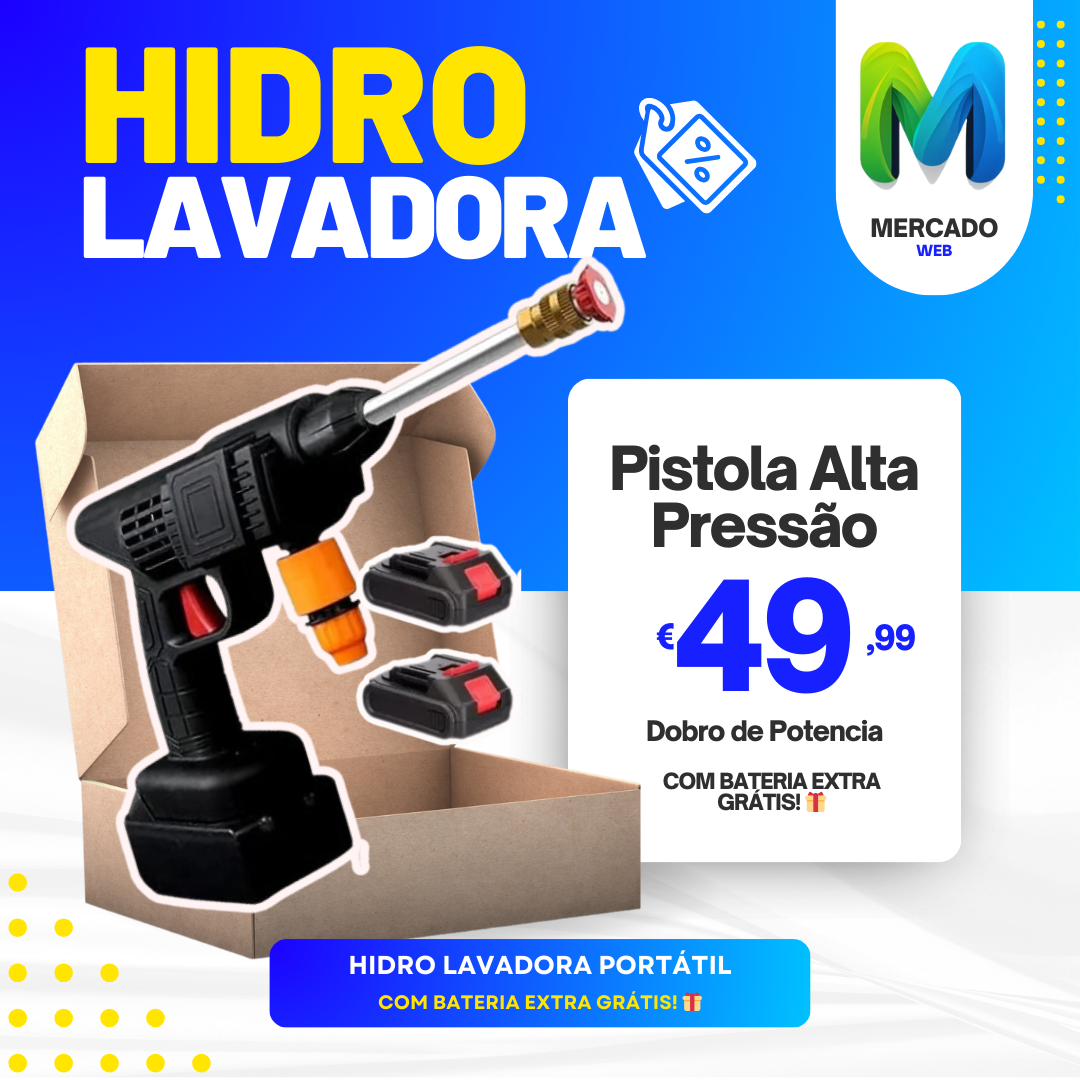 🚿 Hidro Lavadora Portátil Dobro de Potencia: Com Bateria Extra Grátis! 🎁