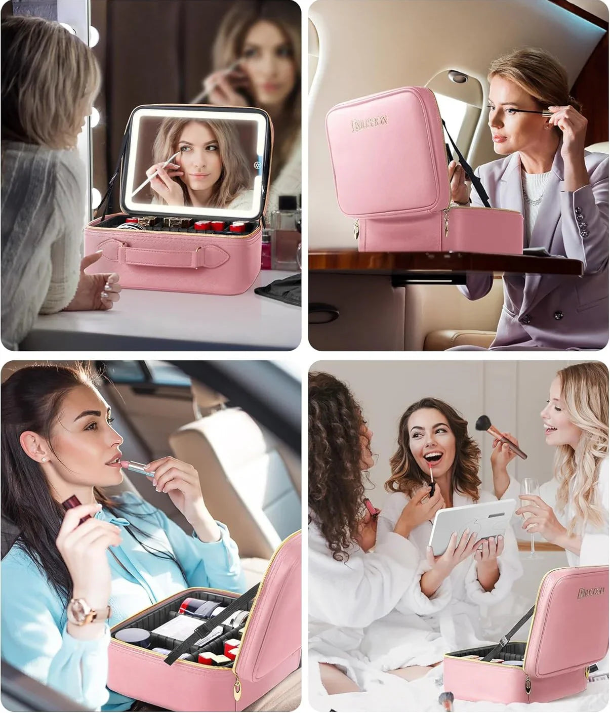 Cosmetiquera Con Espejo Led USB RECARGABLE 🔋|| PORTA BROCHAS GRATIS HOY |EL REGALO PERFECTO PARA TU PRINCESA 🎁💘