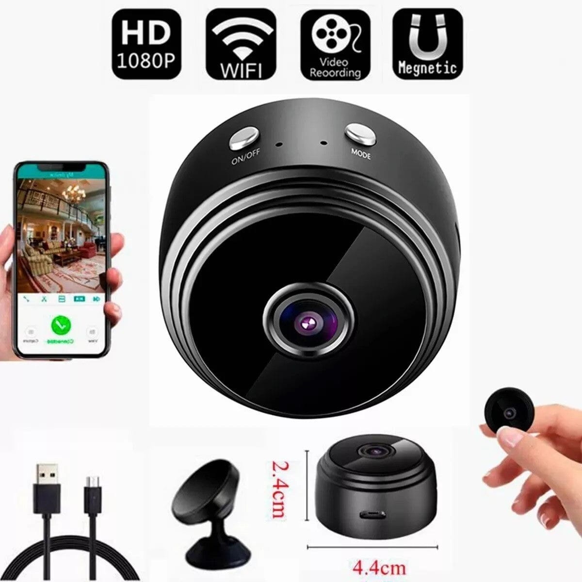 Mini Cámara Espía Hd Wifi 1080p A9 HOGAR, Tecnologia Tienda Aparatto 